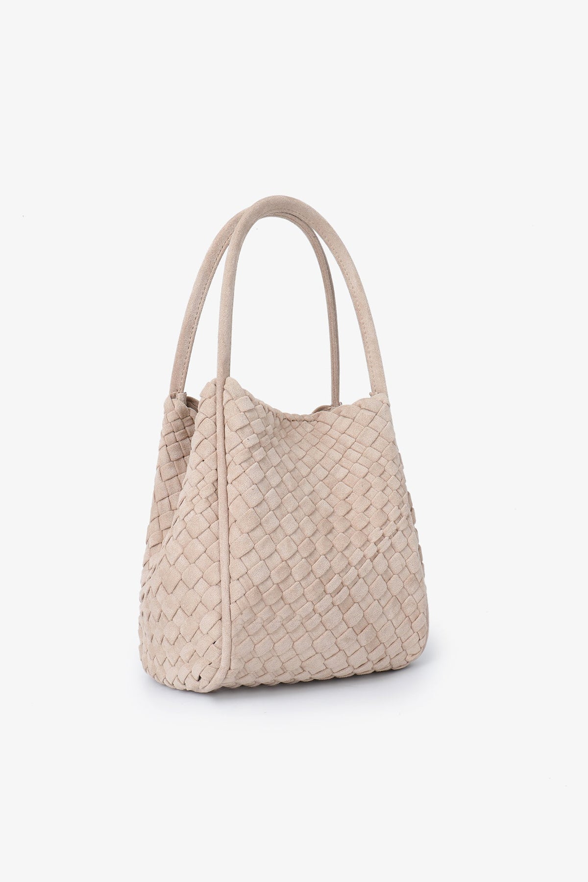 Hollace mini tote faux suede woven in Foundation color variant
