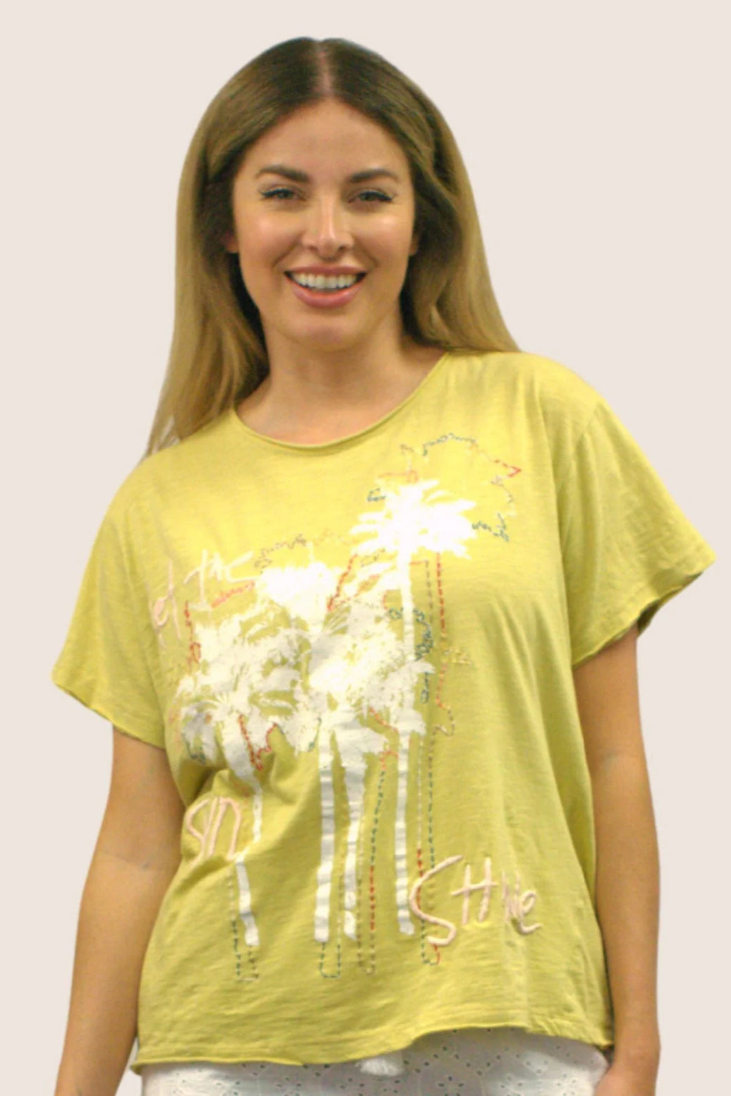tally tee in mellow yellow style view