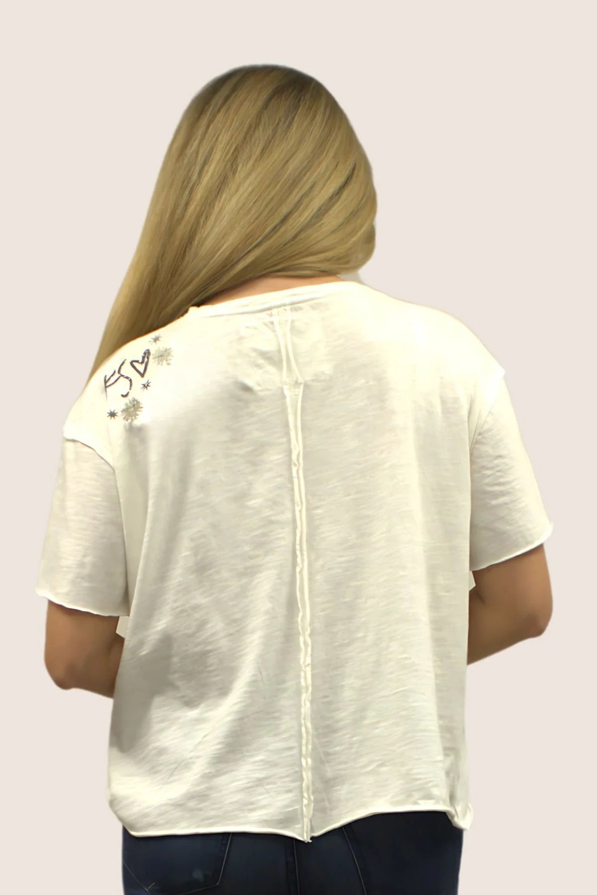 tonia tee in ivory back view
