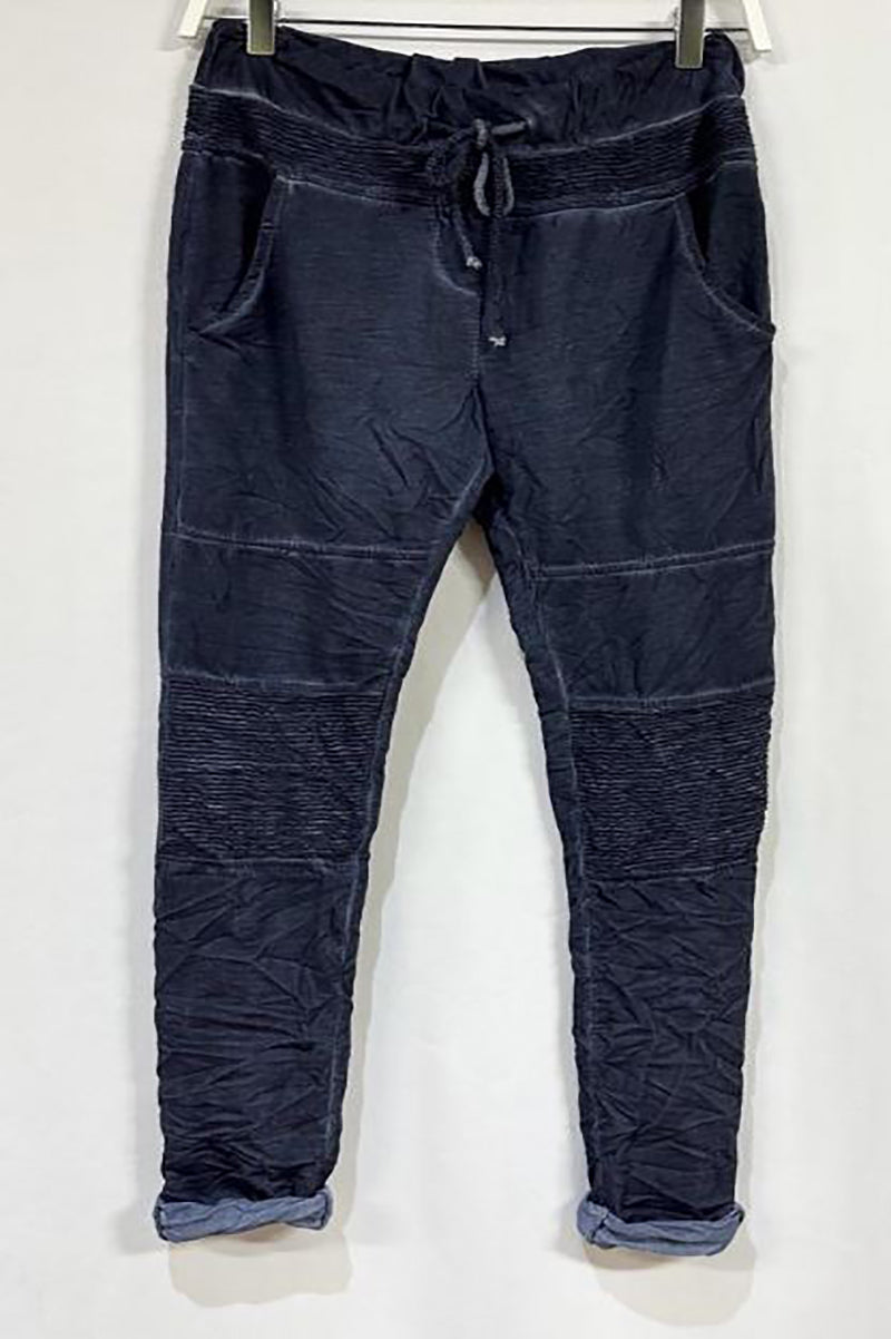 Motto Drawstring jogger denim blue in front view