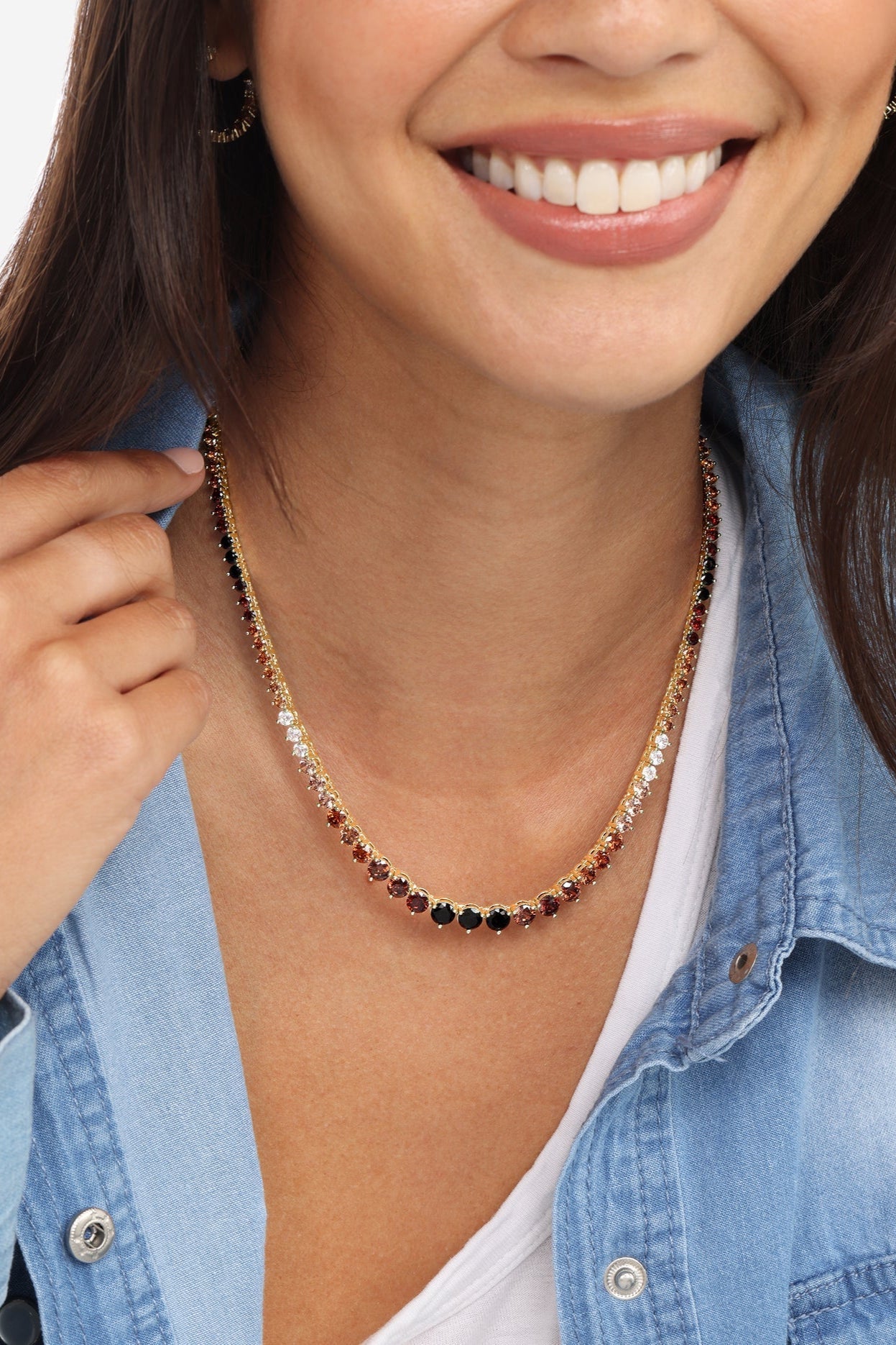 Not Your Basic Graduated OmbreTennis Necklace IN GOLD STYLE VIEW