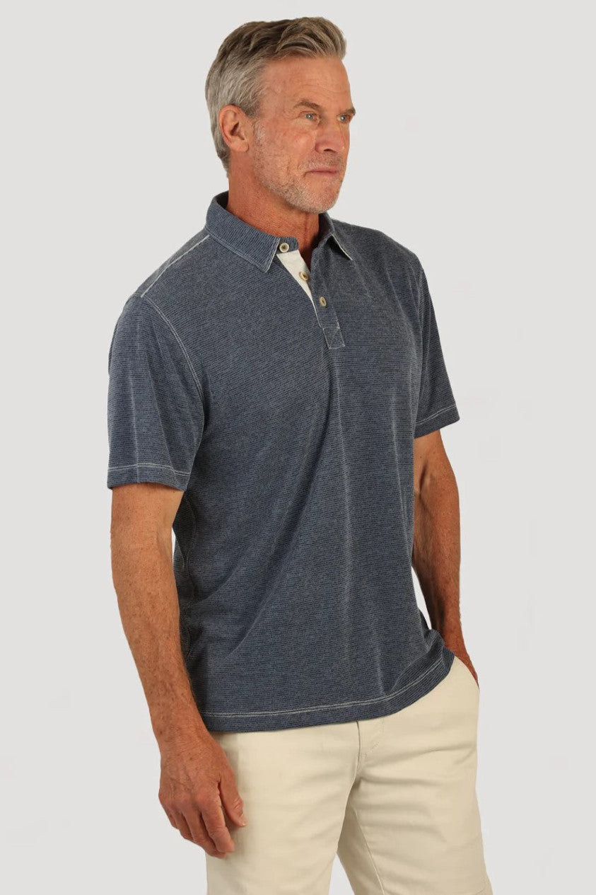 Sueded Dobby Short Sleeve Polo in ocean side view
