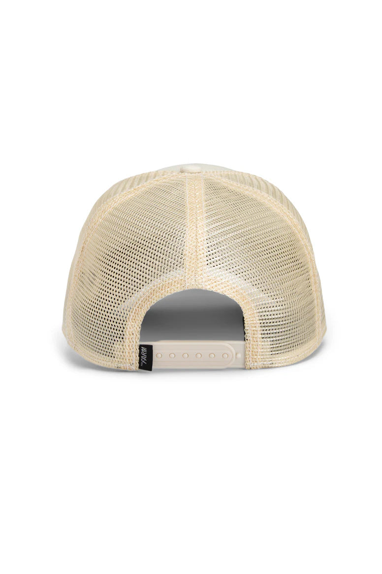 the deadly companion trucker hat in creme back view