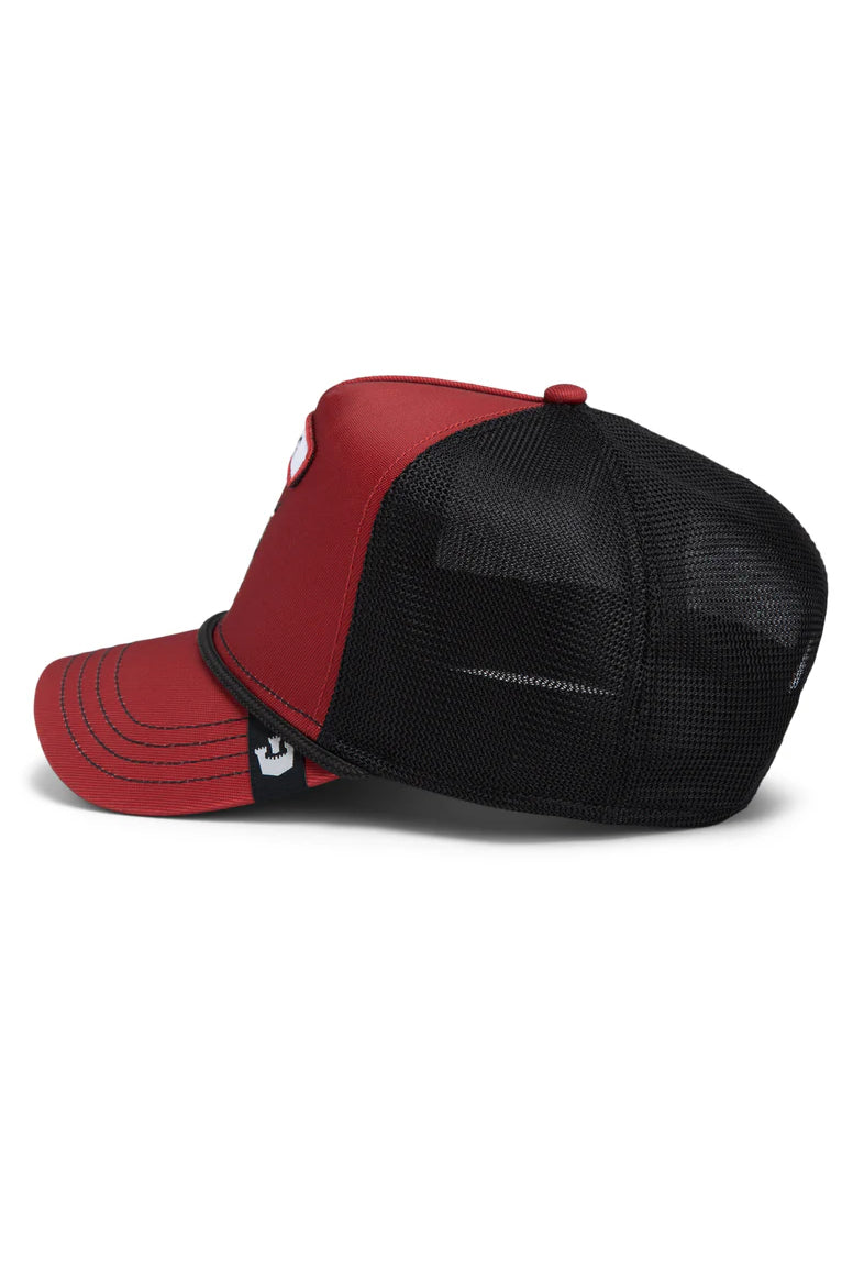 the gb2 raging bull trucker hat in red side view