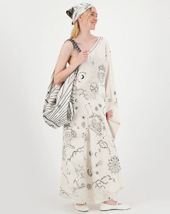 SARA ZODIAC HEADKERCHIEF styled on model