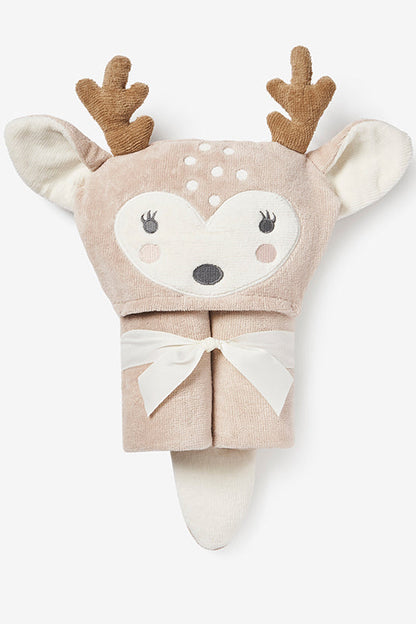 Fawn Deer-shaped towel with soft texture on a white background