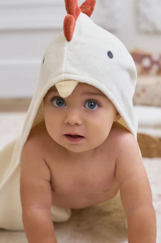 Hooded Bath Wrap, weiß, Kapuze mit langen Tierohren und Gesichtsapplikation