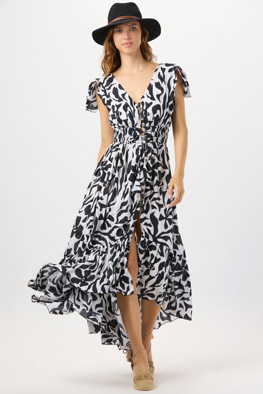 New moon maxi dress in bora bora black front view