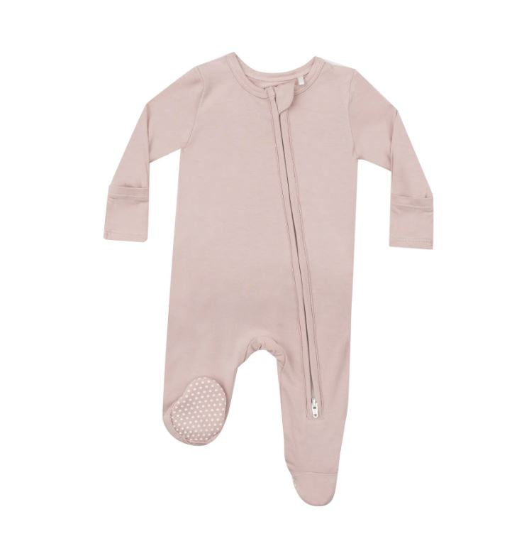 Ruffle back zipper sepia rose front view