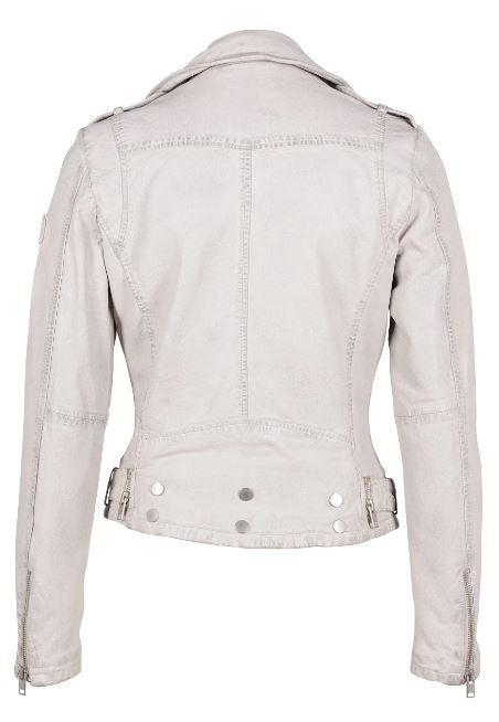 wild 2 rf leather jacket in white back view
