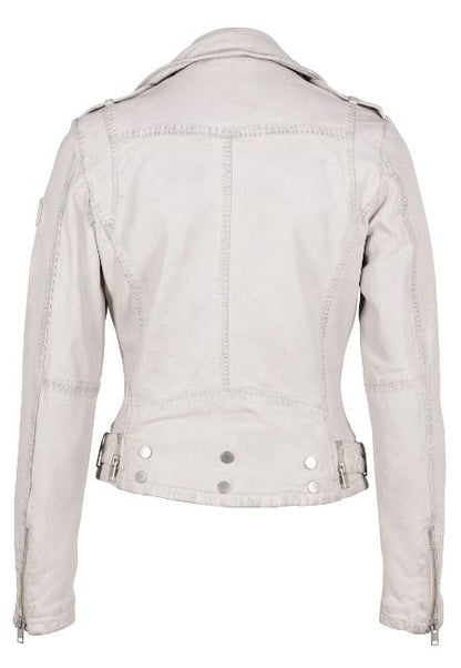 wild 2 rf leather jacket in white back view