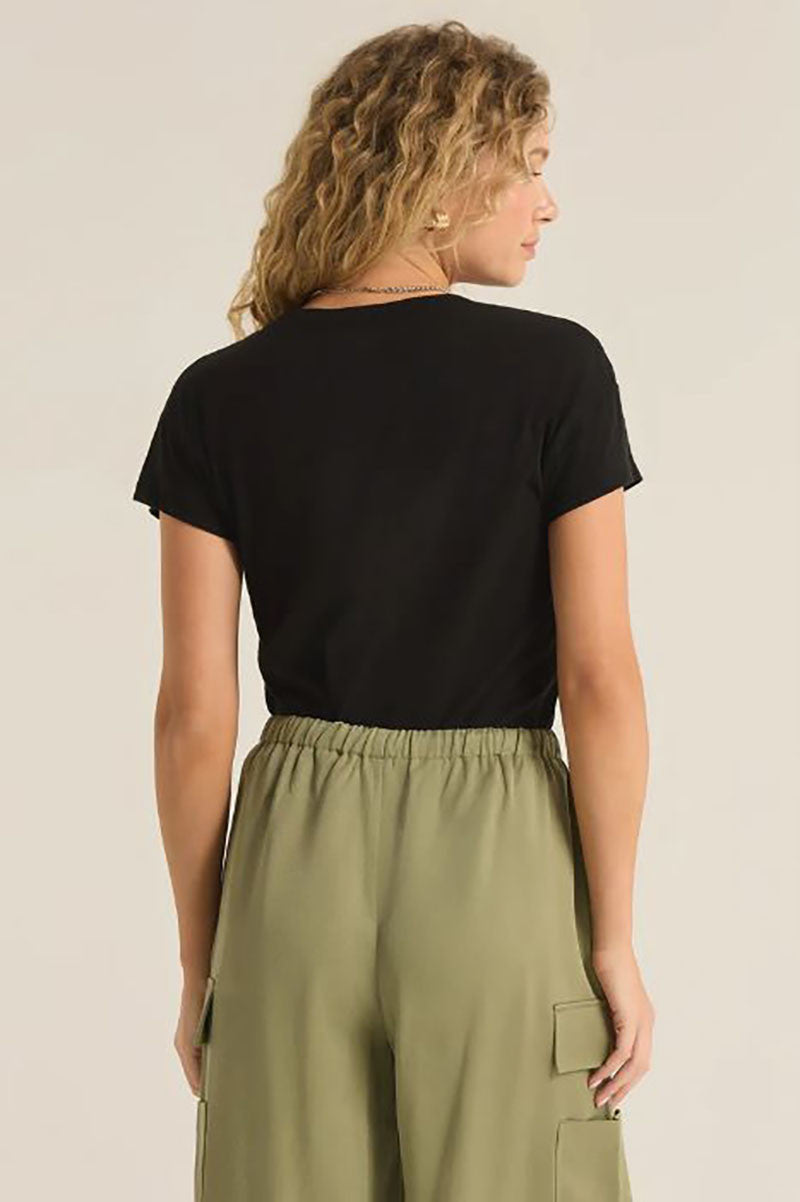 Modern slub tee in black back view
