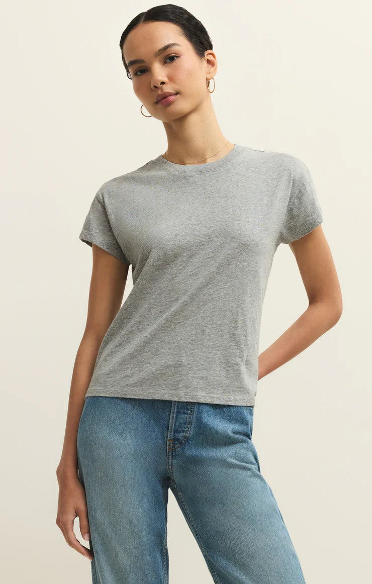 Classic HTR Grey slub tee, crewneck short-sleeve t-shirt