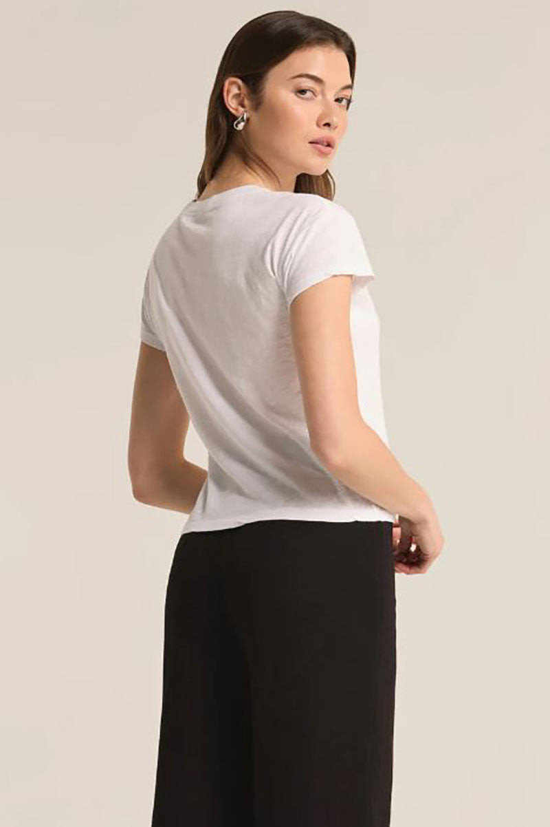 Modern slub tee in white back view