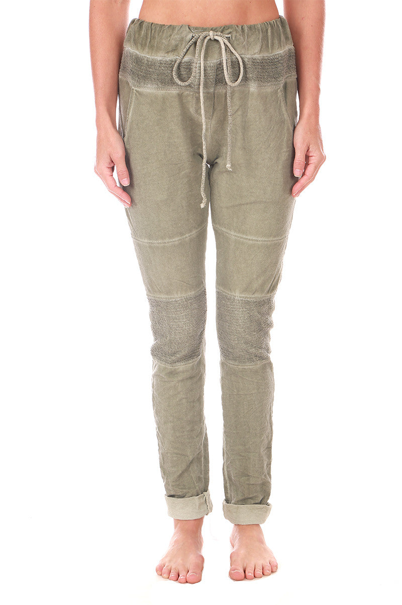 Motto Drawstring jogger in army green front view