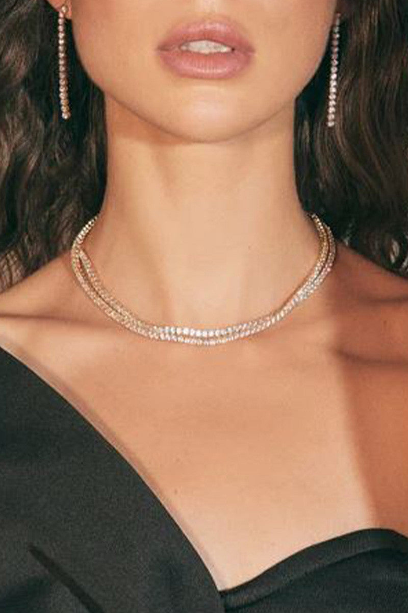 tennis necklace in gold/clear cz