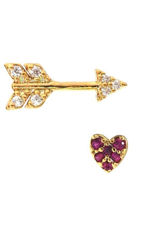 pave arrow post earring, gold