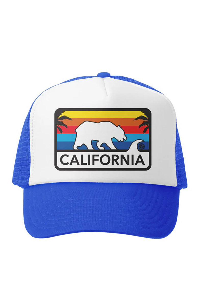 California license plate trucker hat in royal blue white