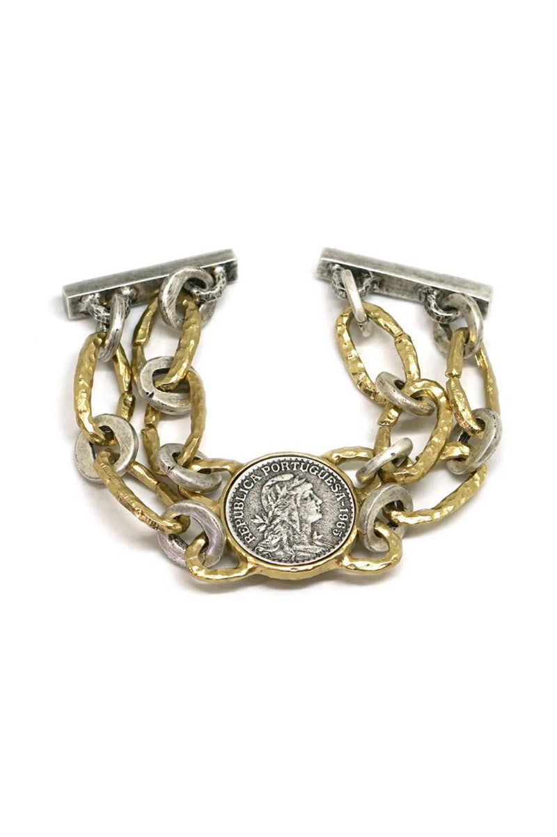 Double link escudo bracelet gold