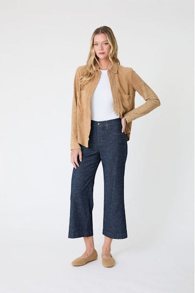 Anabelle cropped wide leg jean in indigo light front view