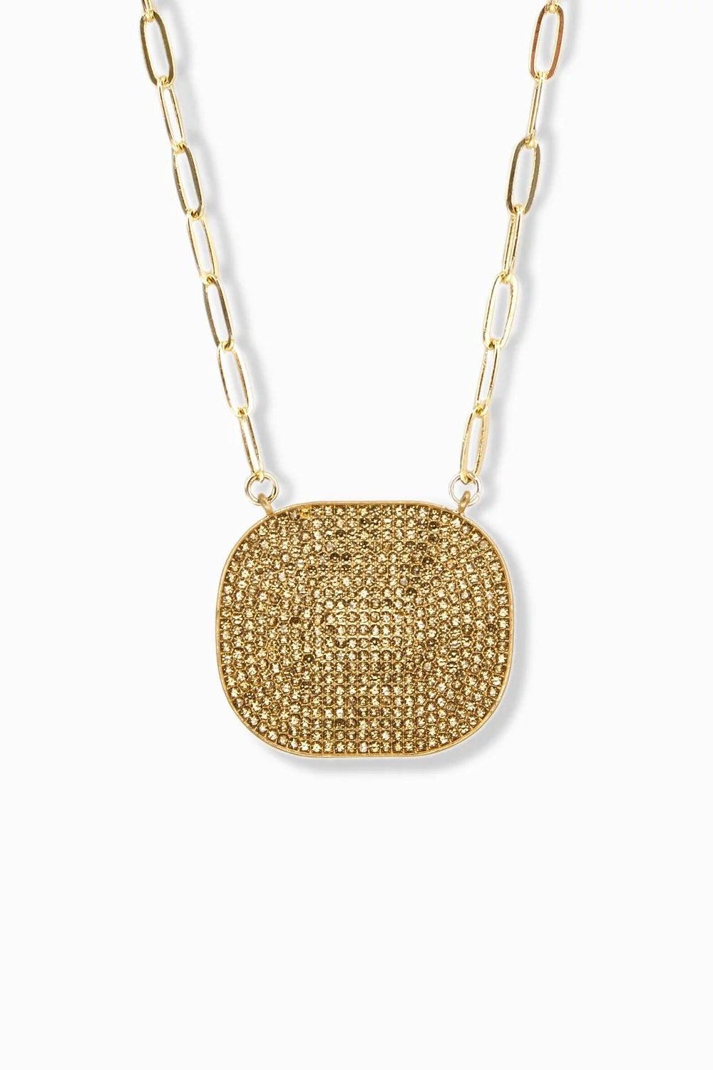 Link necklace with CZ pendant in gold lt colorado
