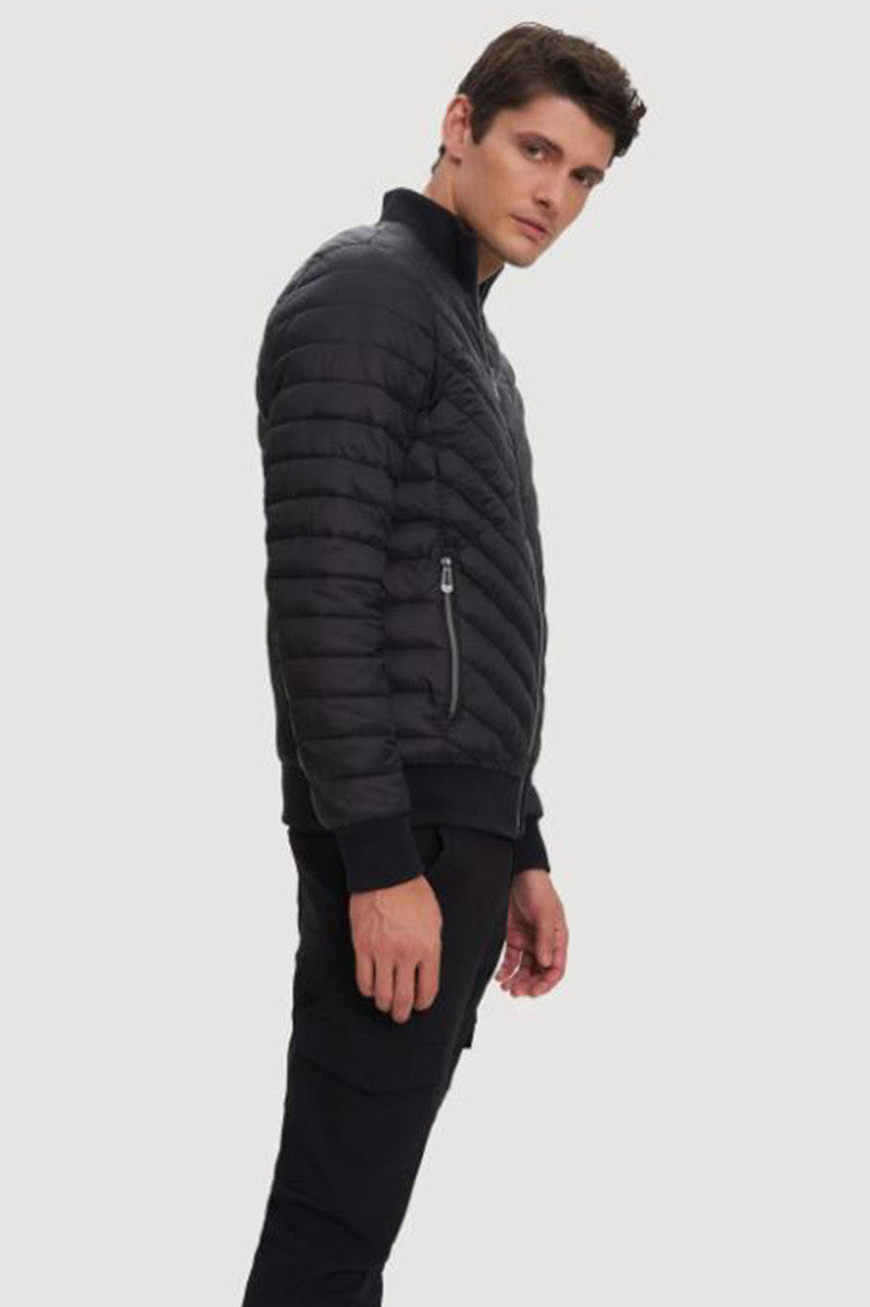 ALEC SHORT LENGTH PUFFER in black side view