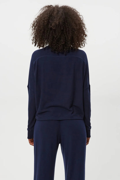 FRIDA MOCK NECK TOP IN NOCTURNAL BACK VIEW