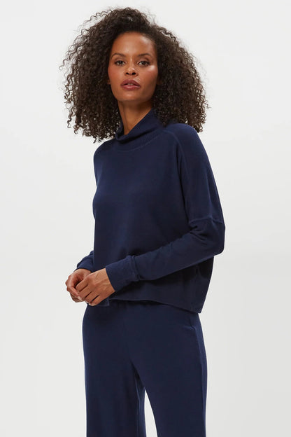 FRIDA MOCK NECK TOP IN NOCTURNAL FRONT VIEW