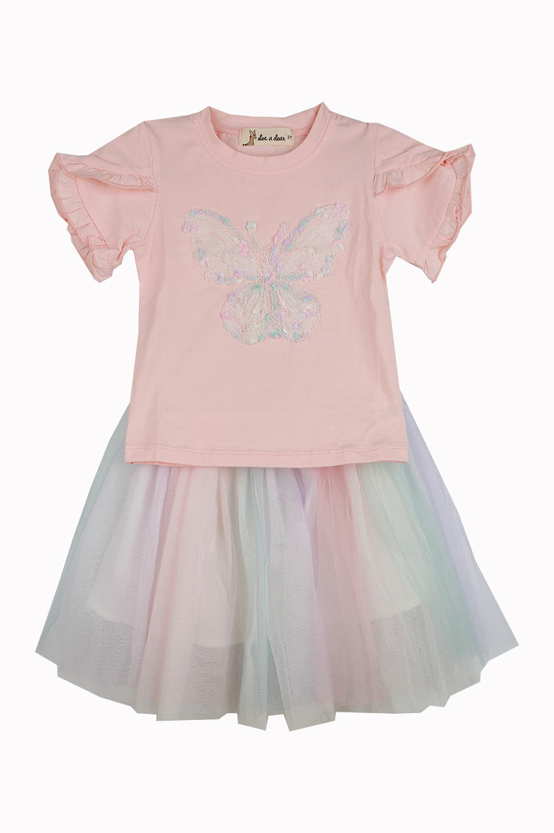 BUTTERFLY TEE w/TULLE SKIRT SET (TODDLER/LITTLE KID)