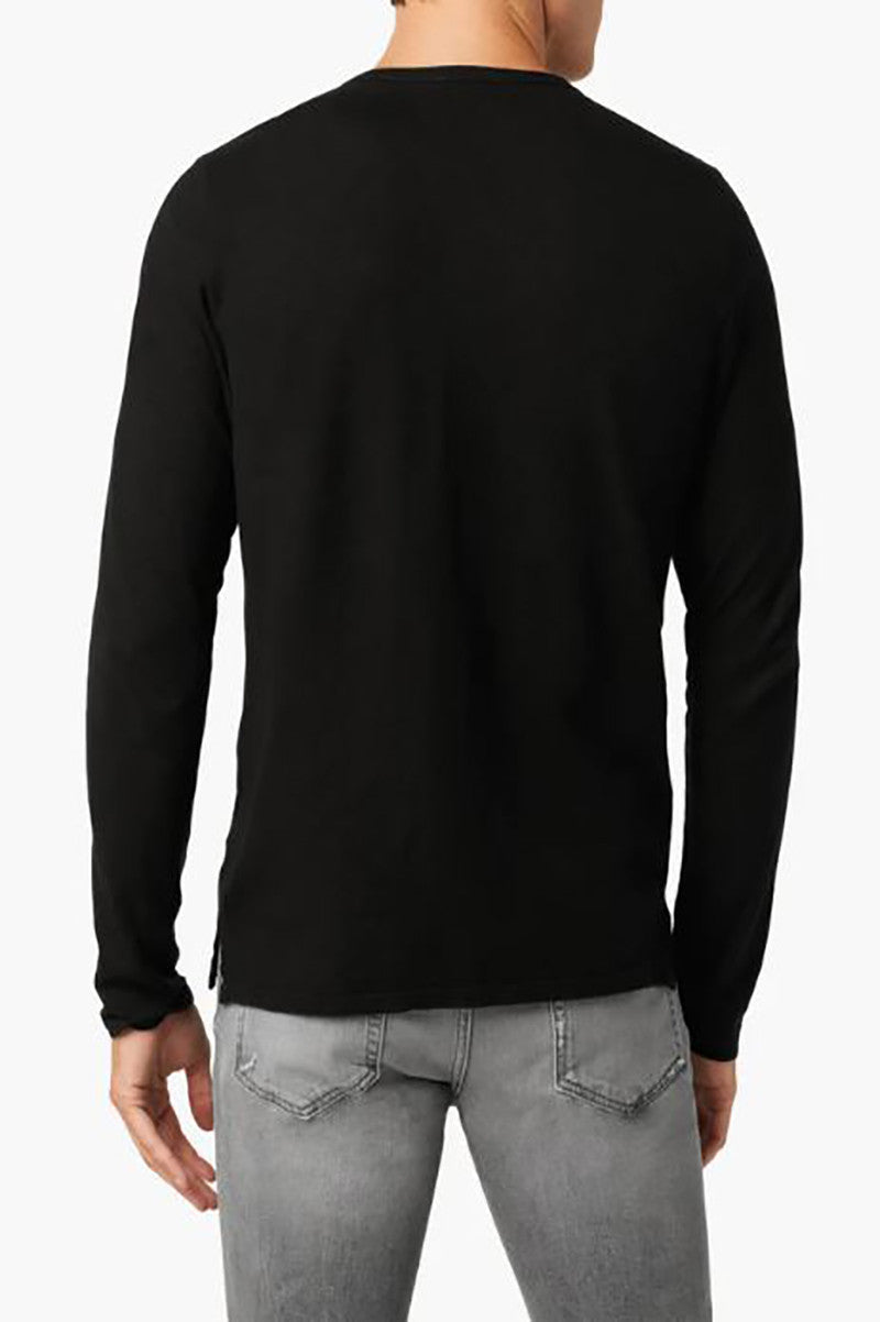 WINTZ L/S HEMP HENLEY in black back view