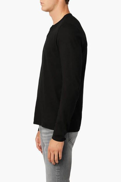 WINTZ L/S HEMP HENLEY in black side view