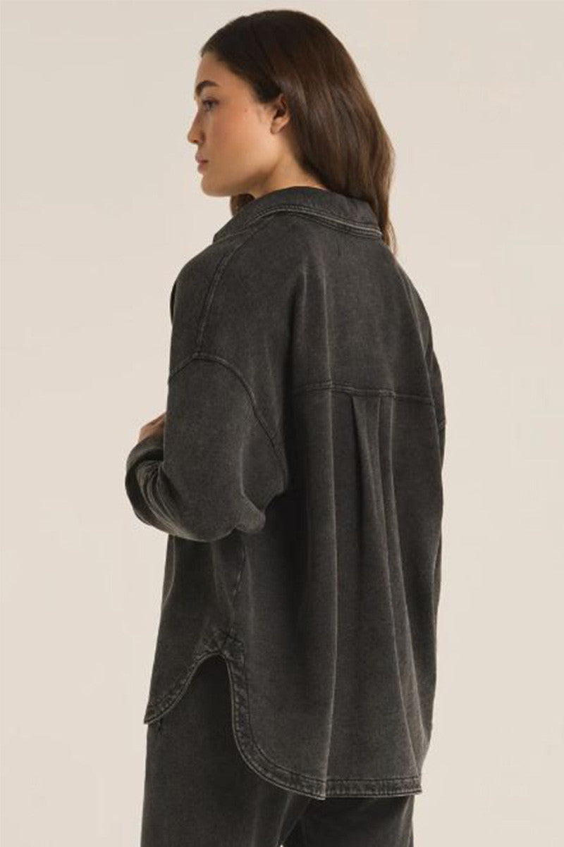 ALL DAY KNIT DENIM JACKET in vintage black back view
