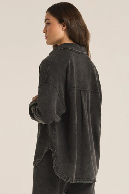 ALL DAY KNIT DENIM JACKET in vintage black back view