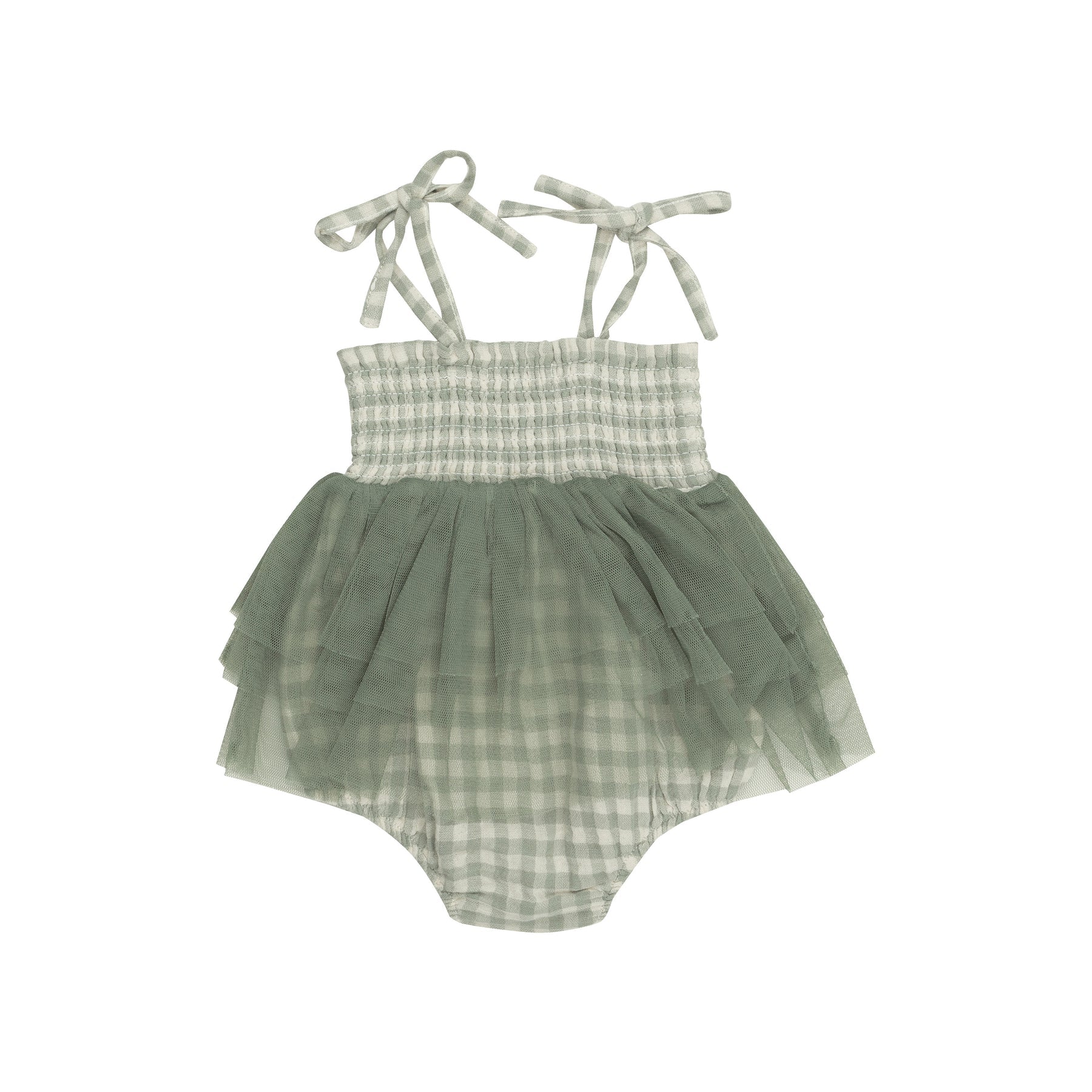 Tutu bubble in mini green gingham 