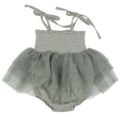 Tutu bubble in desert sage muslin back view