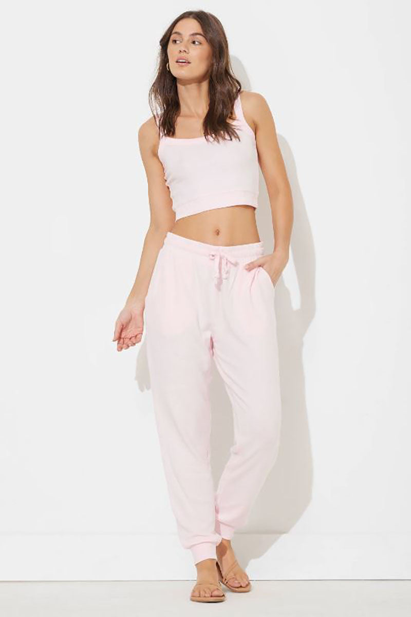 Hacci jogger in paradise pink front view