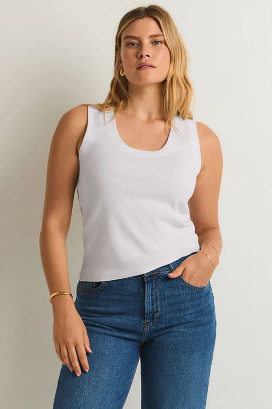 SIRENA RIB TANK white ribbed sleeveless tank with crew neck