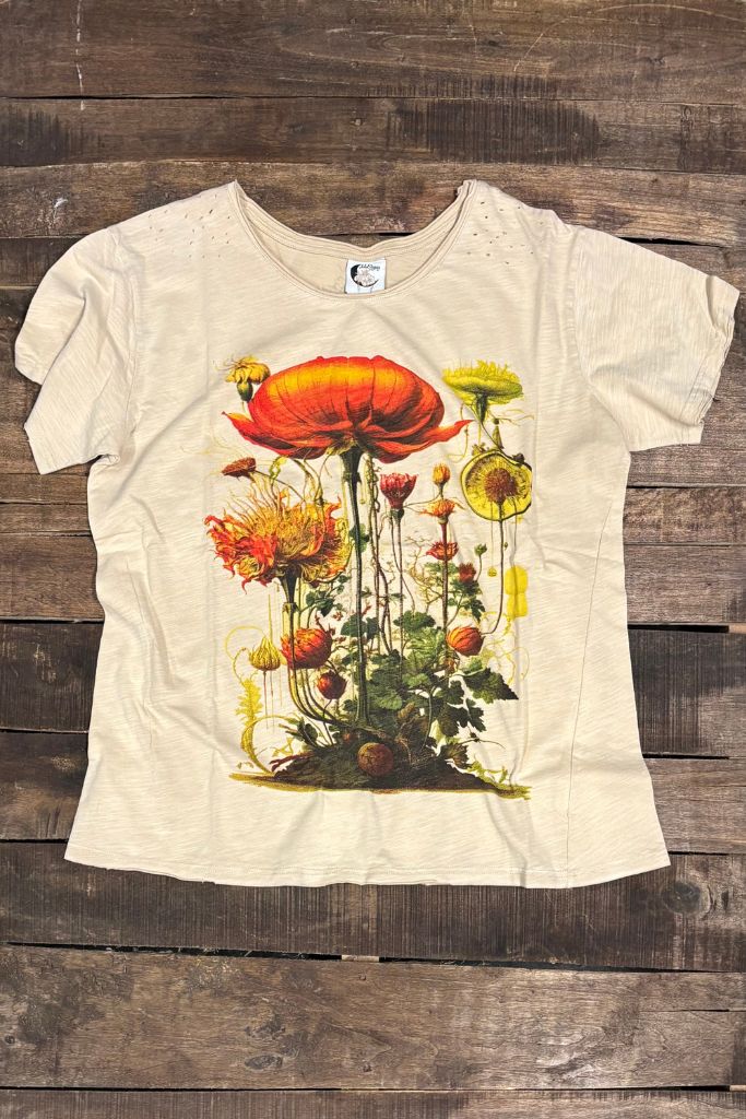 MOON DANCE TEE IN FLORAL VIEWS  FRONT VIEW