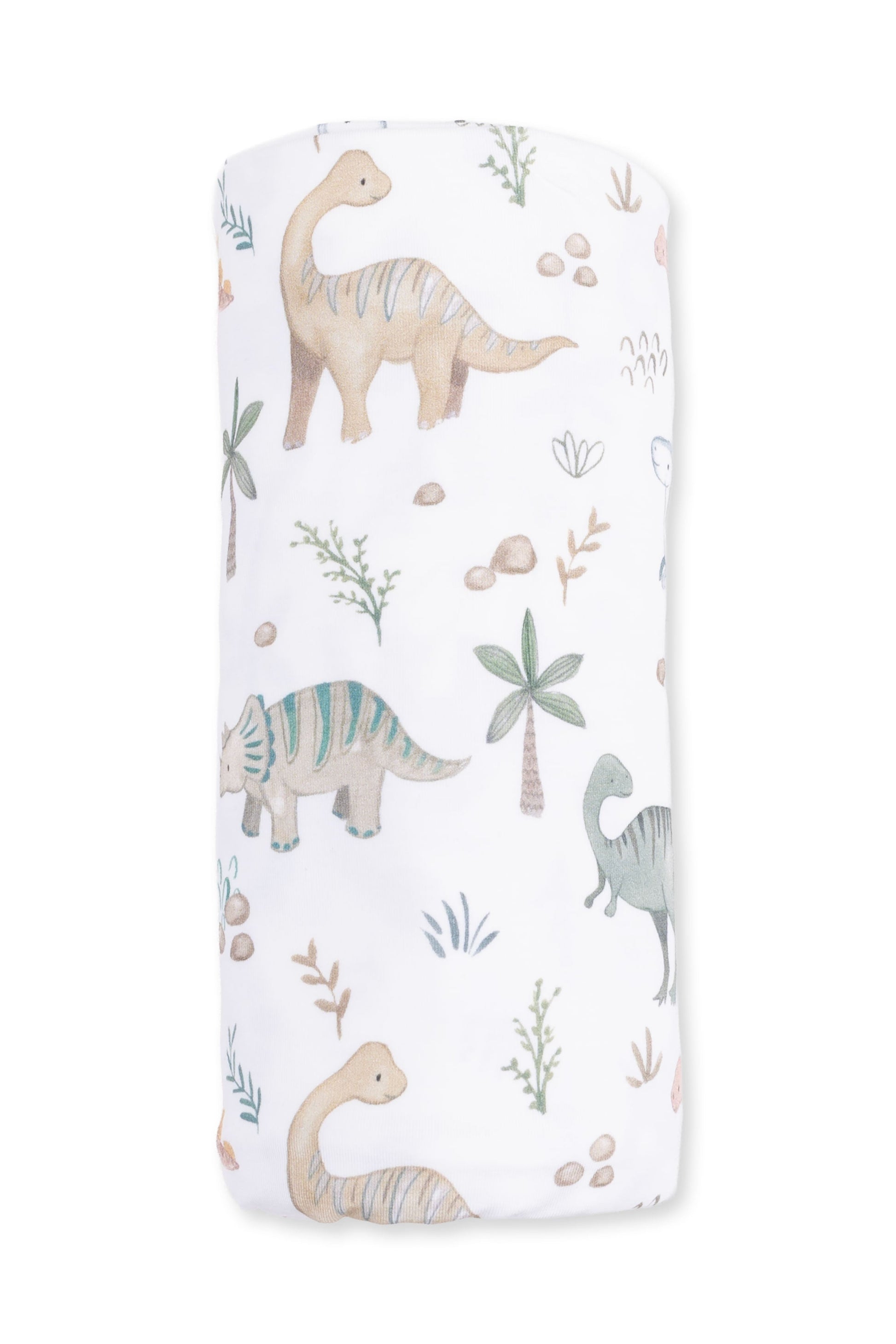 Baby blanket with sweet baby dinos pattern on a white background