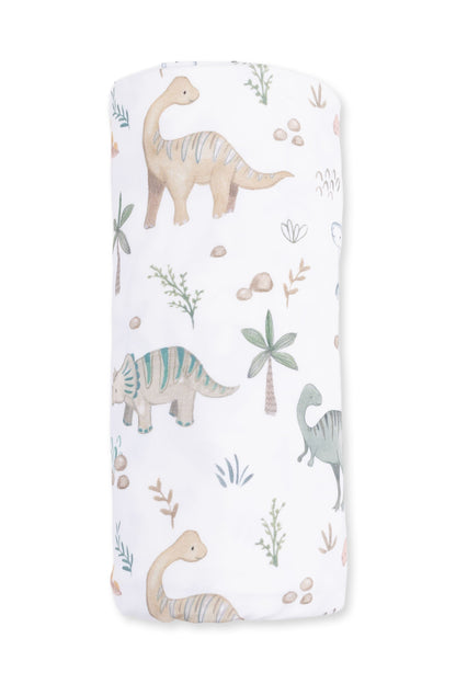 Baby blanket with sweet baby dinos pattern on a white background