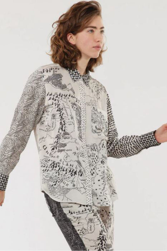 Isabel mixed print shirt in voyage front view