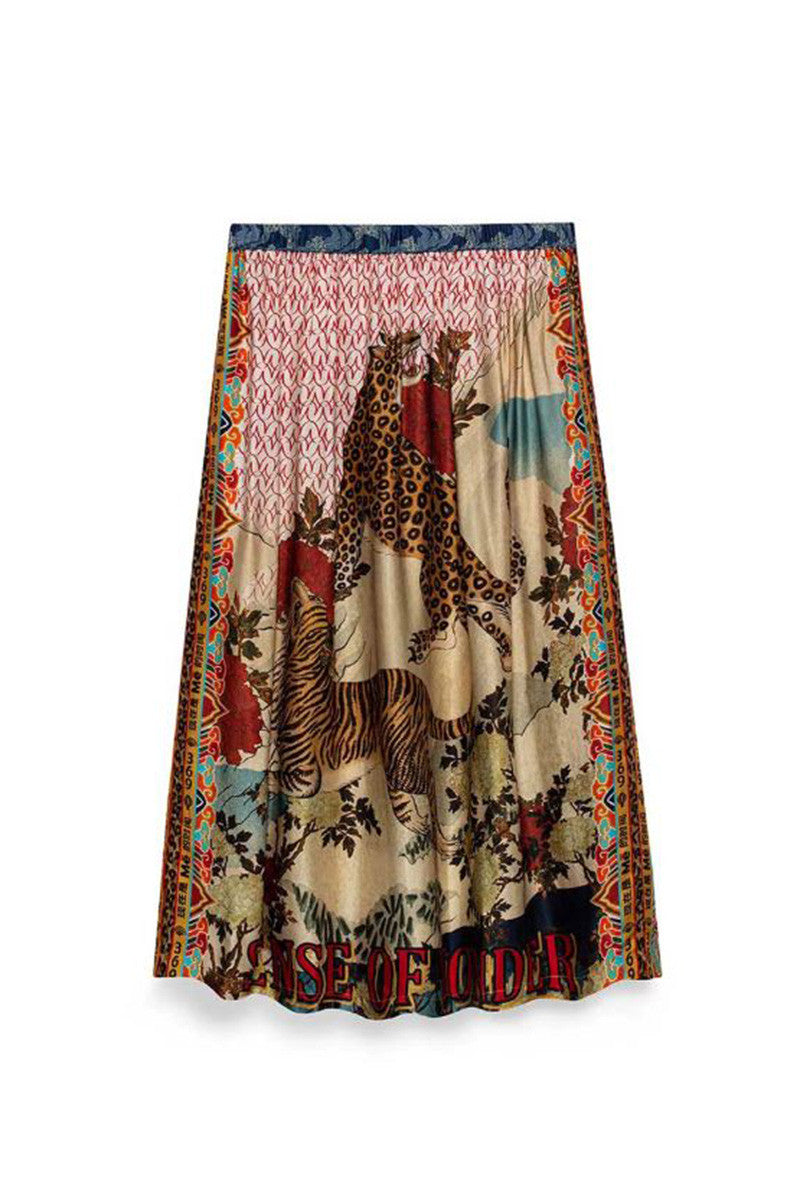 vanessa printed oriental midi skirt