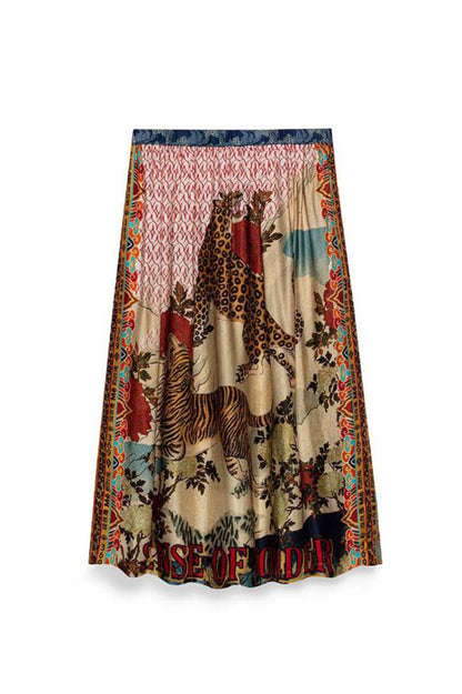 vanessa printed oriental midi skirt