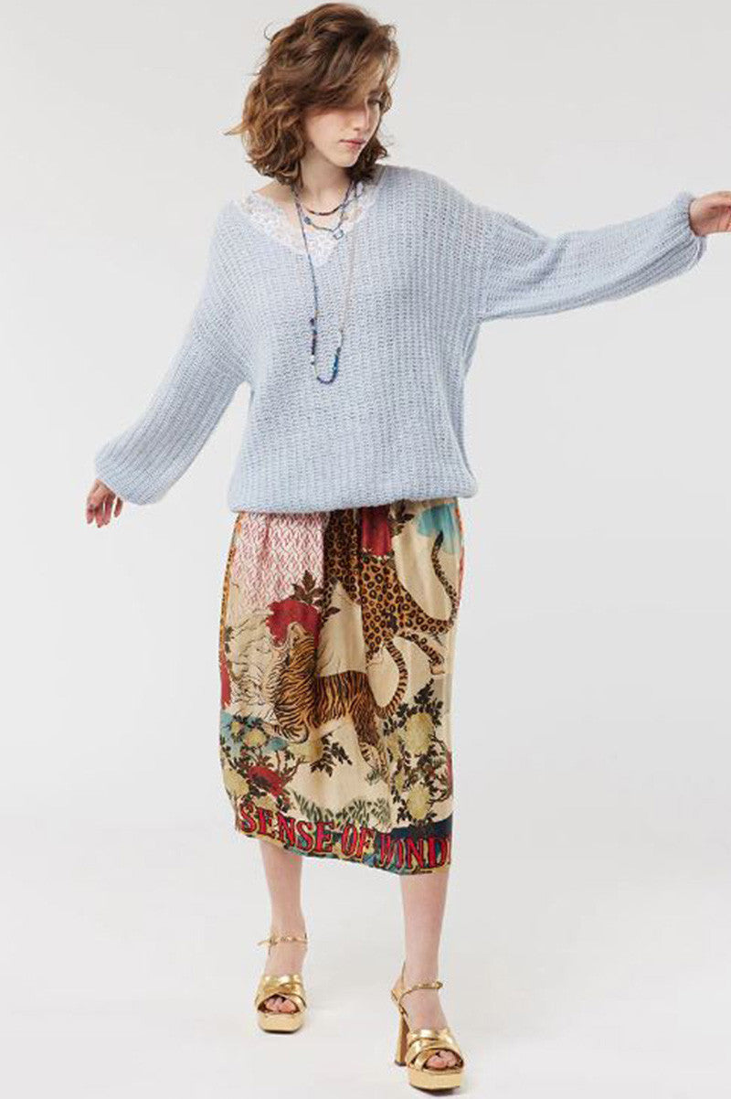 vanessa printed oriental midi skirt style view
