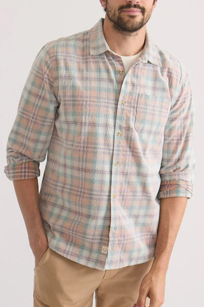 Lightweight Plaid Corduroy Shirt in cork multi plaid front view