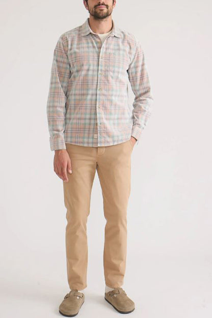 Lightweight Plaid Corduroy Shirt in cork multi plaid style view