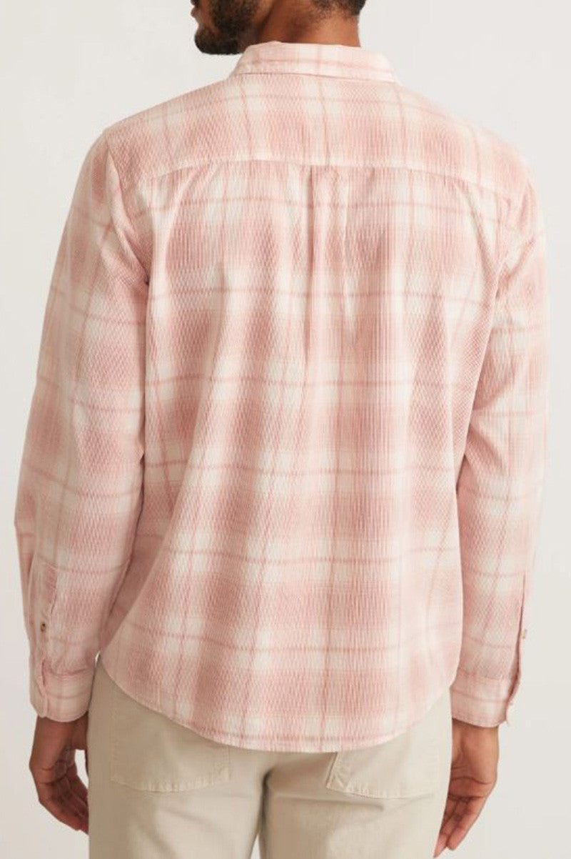 Lightweight Plaid Corduroy Shirt in pink back view