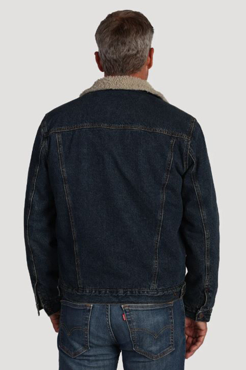 Freemont sherpa lined jacket in indigo back view