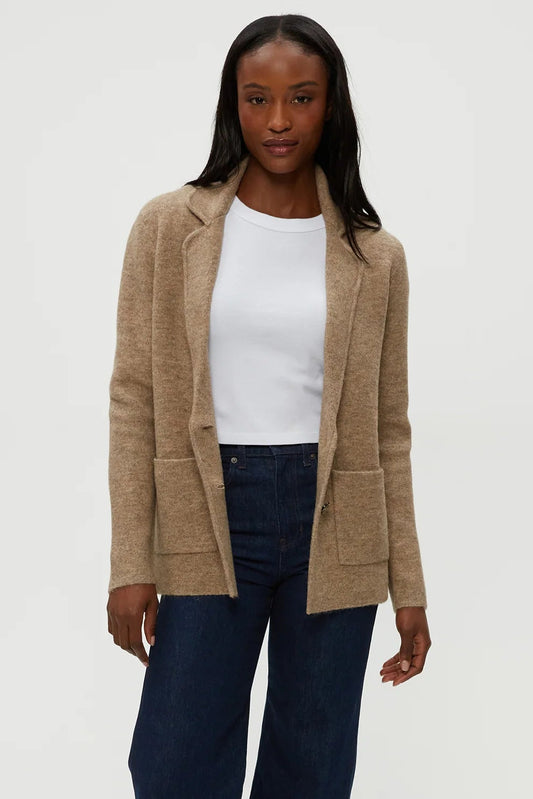 DIANA KNIT BLAZER IN DARK OATMEAL FRONT VIEW