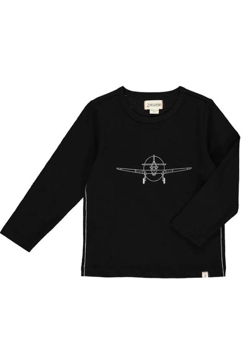 CHEROKEE RAGLAN PRINTED TEE in black planes
